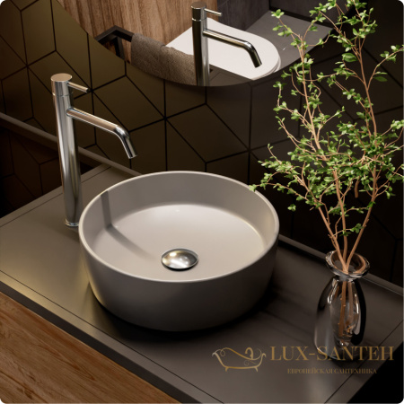 раковина накладная aquame aqm5012mfg, 355 мм, светло-серый матовый