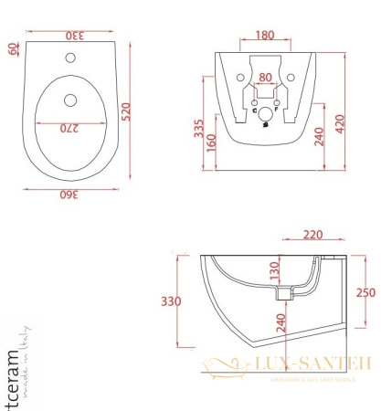 биде artceram file 2.0 flb001 03 00 подвесное, черный глянцевый