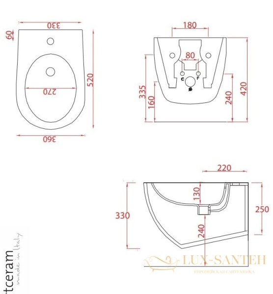 биде artceram file 2.0 flb001 44 00 подвесное, зеленый