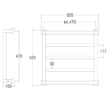 полотенцесушитель электрический margaroli quadri 810/3 box 81034704crnb, высота 52 см, ширина 52 см, хром