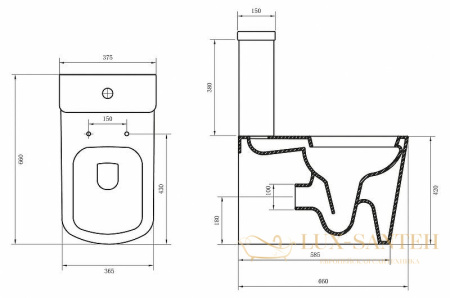 бачок для унитаза belbagno albano bb120t для унитаза, белый