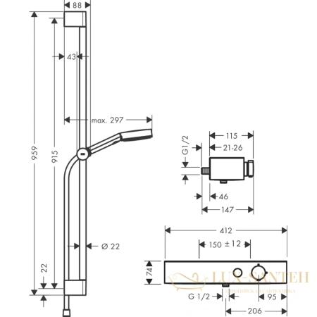 душевая система hansgrohe pulsify select s 24270000 хром
