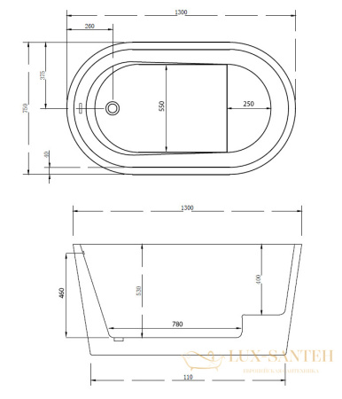 ванна акриловая свободностоящая abber ab9277, белый глянцевый