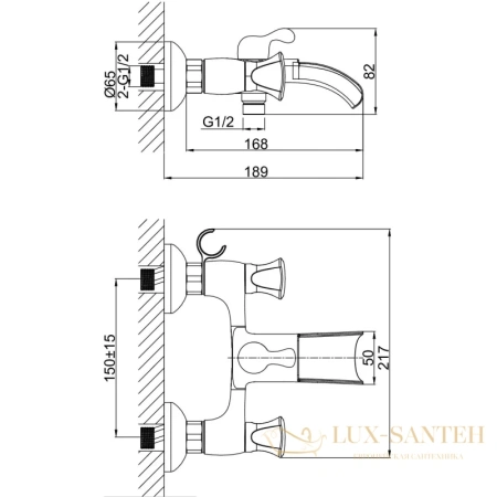 смеситель d&k hessen.grimm da1383501 для ванны, хром
