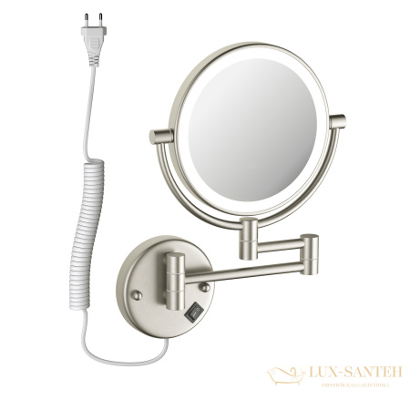 косметическое зеркало timo saona 13376/13, х-5 кратное увеличение, 220 в, холодный свет, с возможностью скрытого подключения, никель брашированный