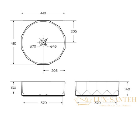 раковина-чаша belbagno bb1409h301 41 см, черный