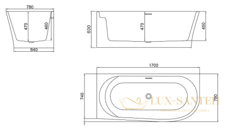 акриловая ванна belbagno bb410-1700-780-l 170x78 l без гидромассажа, белый