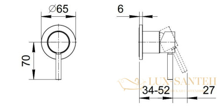 смеситель для душа встраиваемый, fantini nostromo, 50 02 e863b, 1 источник, (наружняя часть), хром