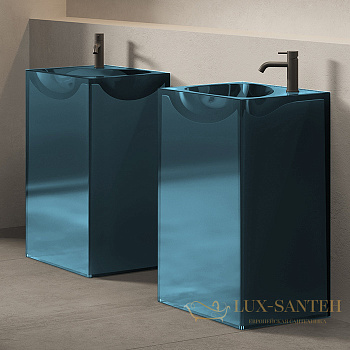 раковина напольная dea design pedestal basin, dd2024 495 r11, glasstech, 495х455хh880 мм, dark blue