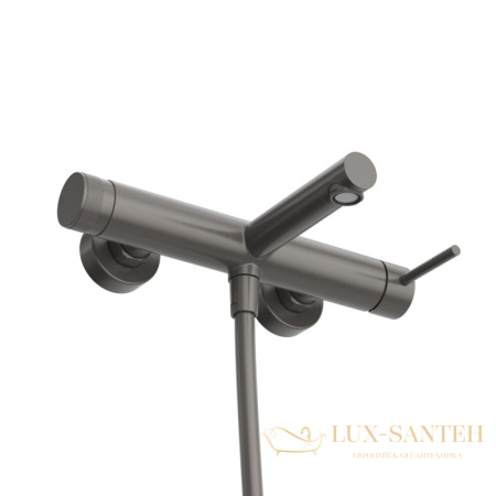 смеситель для ванны cezares relax-vd-gm, с ручным душем, оружейная сталь брашированная