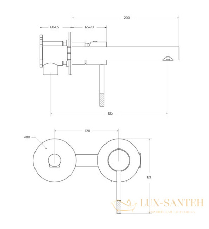 смеситель для раковины встраиваемый cezares relax-bli2-2-01-w0, со встроенной частью, без донного клапана, хром глянцевый
