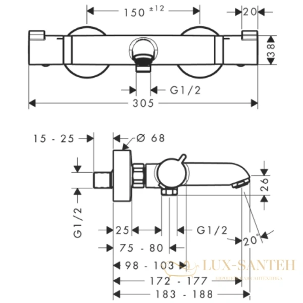 термостат для ванны hansgrohe ecostat comfort 13114000, хром
