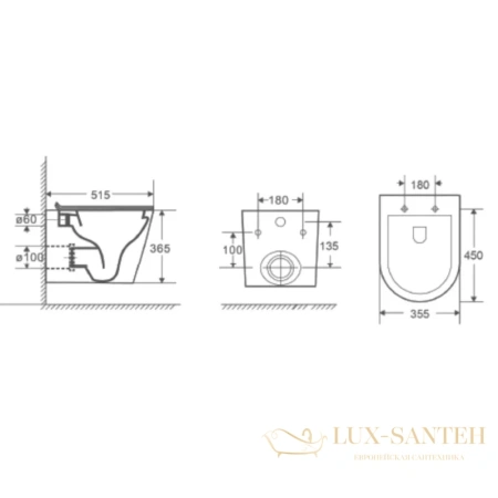 подвесной безободковый унитаз d&k venice dt1026025 с сиденьем микролифт, черный матовый