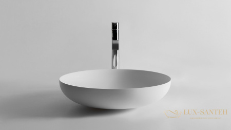 раковина накладная antonio lupi verso, 50х50 см, без перелива, с донным клапаном (хром), из материала: flumood, белый глянцевый