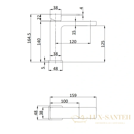 смеситель для раковины aquame savona aqm6810gm, без донного клапана, оружейная сталь брашированная