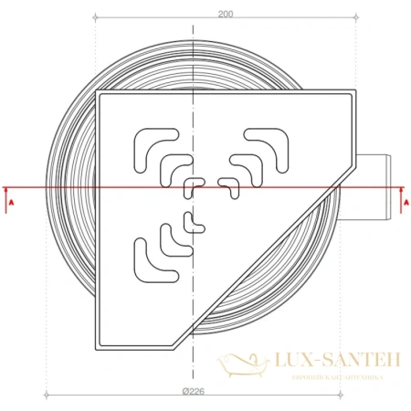 душевой трап bettoserb confluo standard angle 1 13000013 194x194/50 мм, хром