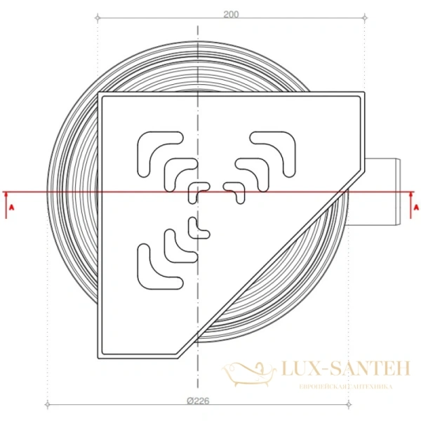 душевой трап bettoserb confluo standard angle 1 13000013 194x194/50 мм, хром