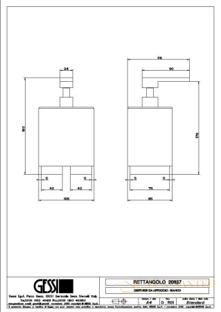 дозатор gessi rettangolo 20837 031, хром/белый