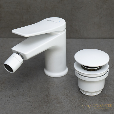 смеситель для биде lemark bronx lm3708mw, с донным клапаном, белый мтовый