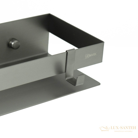 полка для душа lemark shelf line 9776051, 300 мм с крючками, графит