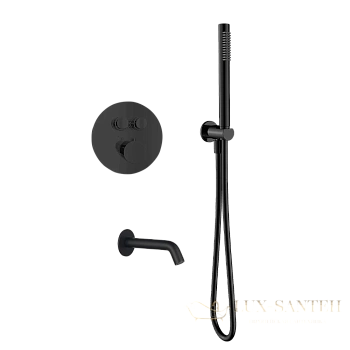 душевая система встраиваемая для ванны с термостатом aquame aqm8407mb, черный матовый