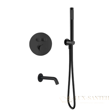душевая система встраиваемая для ванны с термостатом aquame aqm8407mb, черный матовый