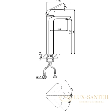 смеситель для раковины d&k venice.gondola da1022001, хром