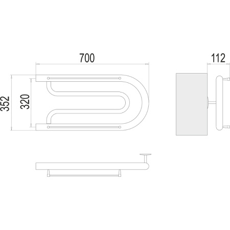 полотенцесушитель водяной terminus фокстрот 4620768881251 с полкой aisi 320х700