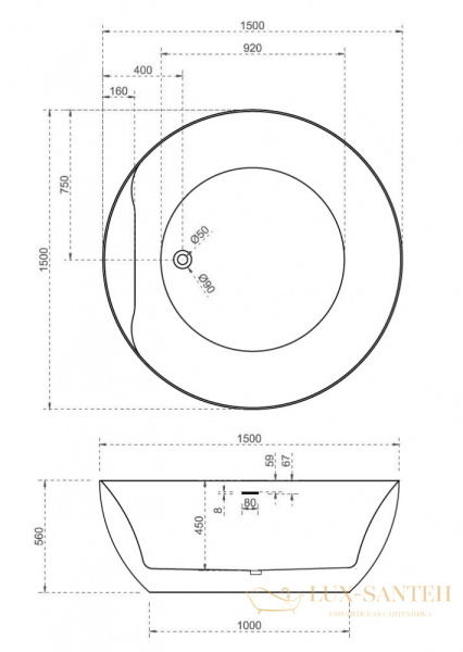 ванна акриловая свободностоящая abber ab9280, белый глянцевый