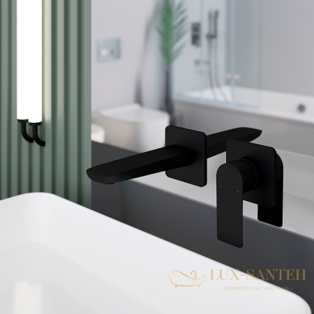 смеситель для раковины встраиваемый berges ventas s, 076008, черный матовый