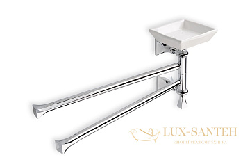 полотенцедержатель двойной stil haus prisma pr18(08-bi) поворотный + керамическая мыльница, хром-белая керамика