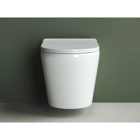 подвесной безободковый унитаз ceramica nova highlight cn1804 с сиденьем микролифт, белый