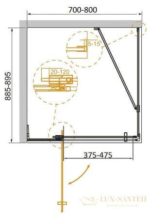 душевой уголок cezares slider slider-ah-1-90-70/80-c-cr 80x90 профиль хром, стекло прозрачное