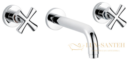 встраиваемый в стену двухвентильный смеситель emmevi spirit new 31155/cr для раковины, хром