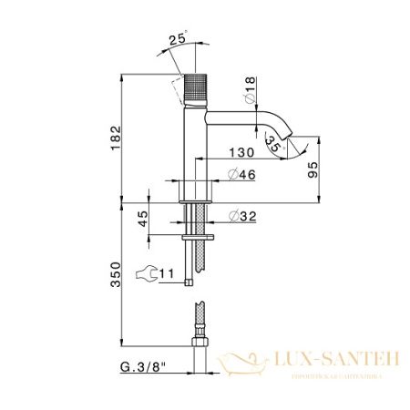 смеситель для раковины cisal x32 x1000504d1, нержавеющая сталь