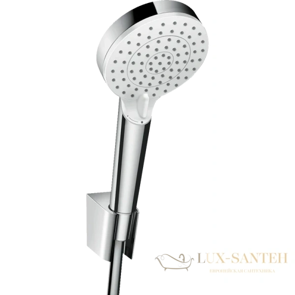 душевой набор hansgrohe crometta 26693400, vario ecosmart 9 л/мин с держателем и шлангом 125 см, белый/хром