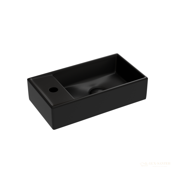умывальник подвесной прямоугольный смеситель слева, чёрный матовый ceramica nova element 407*217*100 cn6051rmb