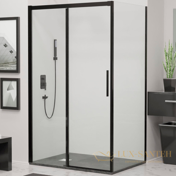 душевой уголок rgw leipzig 34124187-014 le-41b 170х80, профиль черный, стекло прозрачное
