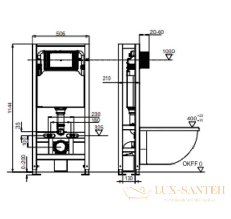 инсталляция для подвесного унитаза tece, tecespring profil, 9500393, отдельностоящая с двойной рамой