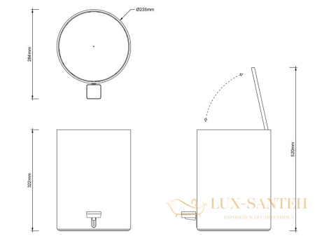 ведро для мусора decor walther te 50 0613660 12 л, черный матовый