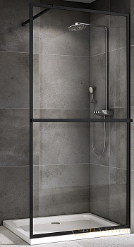 душевая перегородка abber immer offen ag60120b, цвет черный