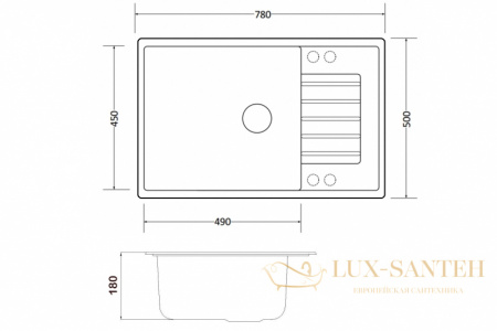 кухонная мойка zorg granit gr 780 black bronze, черный/бронза