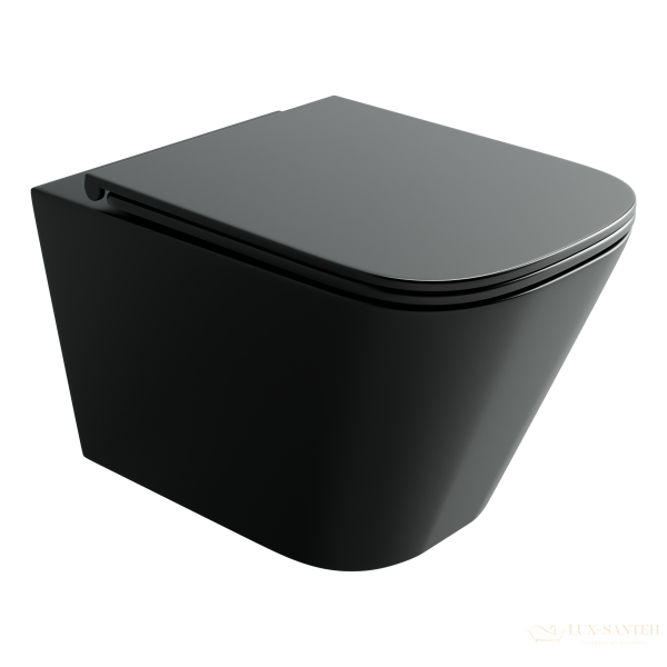 унитаз подвесной ceramica nova union, cn4009tmb, смыв торнадо, безободковый, с сиденьем микролифт, черный матовый