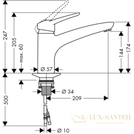 смеситель для кухни hansgrohe metropol e 14830000