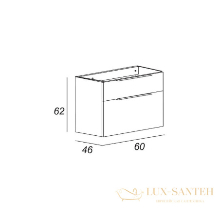 тумба под раковину cezares urban 55155 60 см подвесная без ножки и боковой полки, frassino scuro