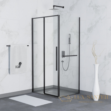 душевой уголок rgw stilvoll 323242120-014 sv-42-1b 120x100, профиль черный, стекло прозрачное