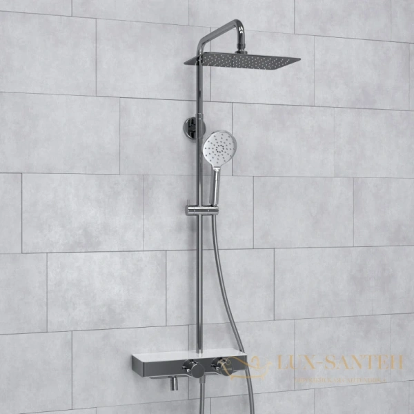 душевая система wasserkraft aller a113.069.127.ch thermo 300х200 мм, хром