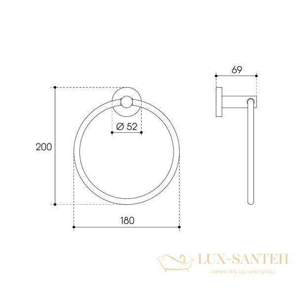 полотенцедержатель-кольцо aqueduto ponto pon0500, хром