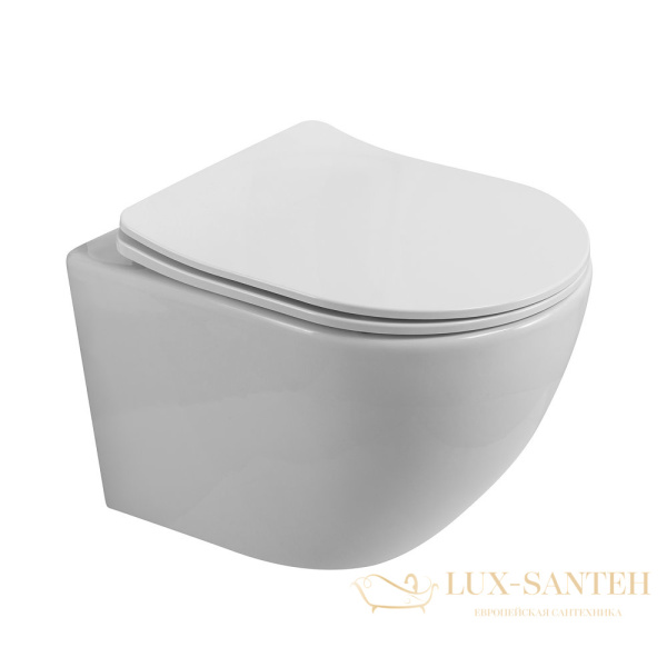 унитаз подвесной belbagno due 2.1 bb7006chr/sc безободковый, с сиденьем микролифт, белый глянцевый