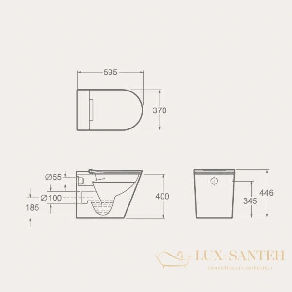 унитаз приставной uni-flow mi smart cb1088zr, с крышкой-биде и дистанционным пультом, белый глянцевый